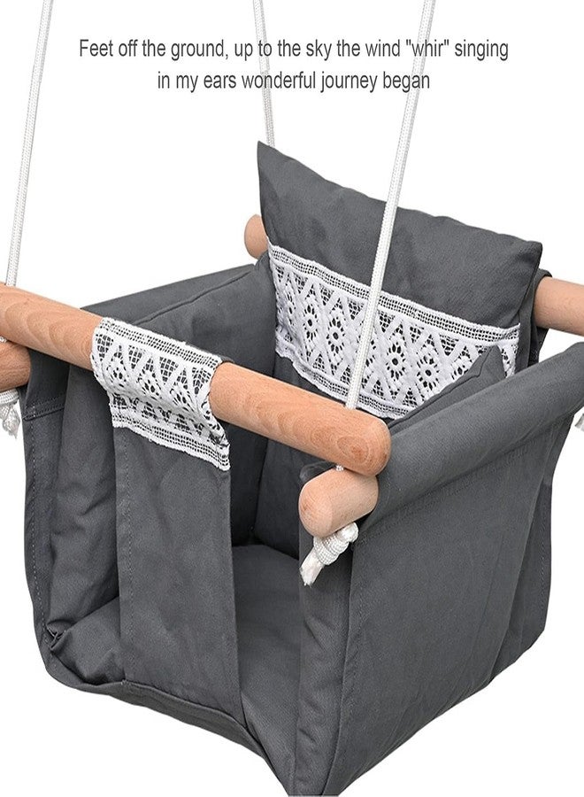 MAPPLE CREATION Swing Baby Rocker Infant for Home Balcony Cushioned Luxury Julha Baby Seat,Safe Canvas Swing for Babies Teak Wood Luxury Julha - Image 3